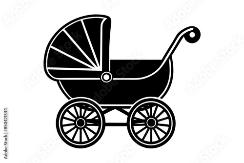 baby carriage icon silhouette vector illustration