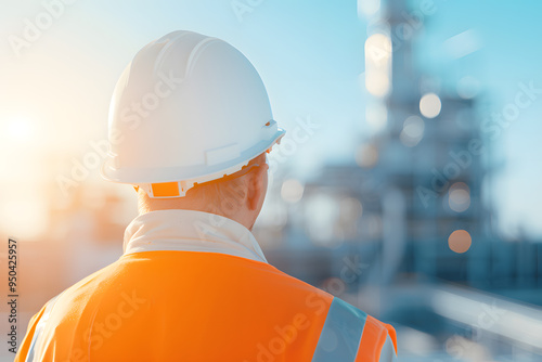 Petroleum oil refinery engineer worker in oil and gas industrial with personal safety equipment PPE to inspection follow checklist 