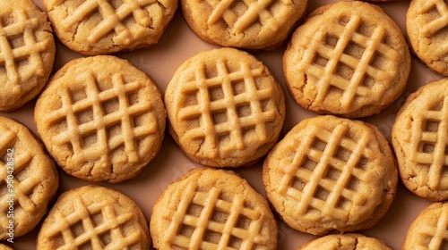 Delicious Peanut Butter Cookies Close-up on Simple Background