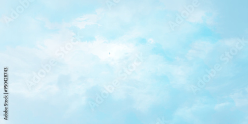 sunny sky blue light watercolor background. Aquarelle painting brush effect card paper textured canvas cloudy smoke space for text, entertaining card, template. aquamarine color graphics illustration