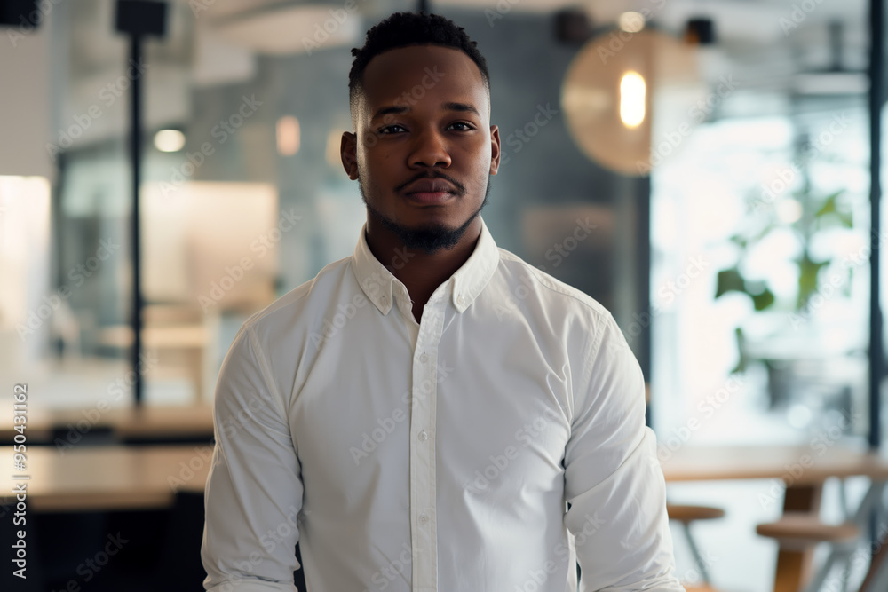 Confident Young Professional in Modern Office Workspace Confident Young Professional in Modern Office Workspace