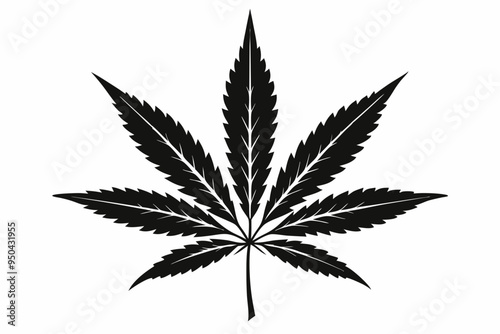 Marijuana cannabis hemp leaf icon, Marijuana leaf vector silhouette
