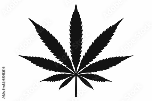 Marijuana cannabis hemp leaf icon, Marijuana leaf vector silhouette
