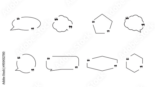 Texting quote boxes .Quote box frame, big set. Quote text in speech bubble. Quote box icon.