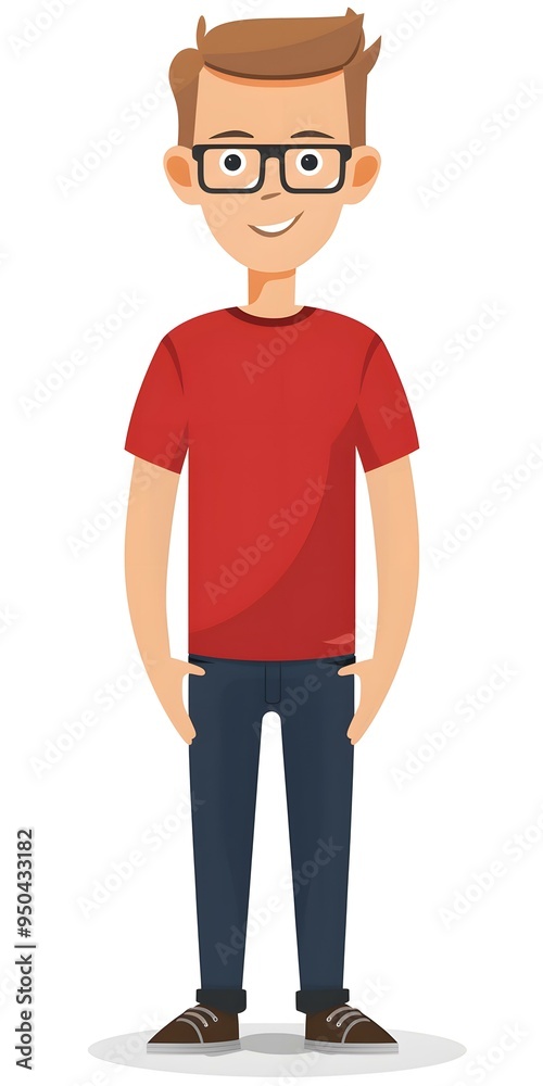 Smiling Cartoon Man with Glasses Illustration Smiling Cartoon Man with Glasses Illustration