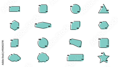 Quote text in speech bubble. Quote box icon. Blank template quote text info design boxes quotation bubble blog quotes symbols.