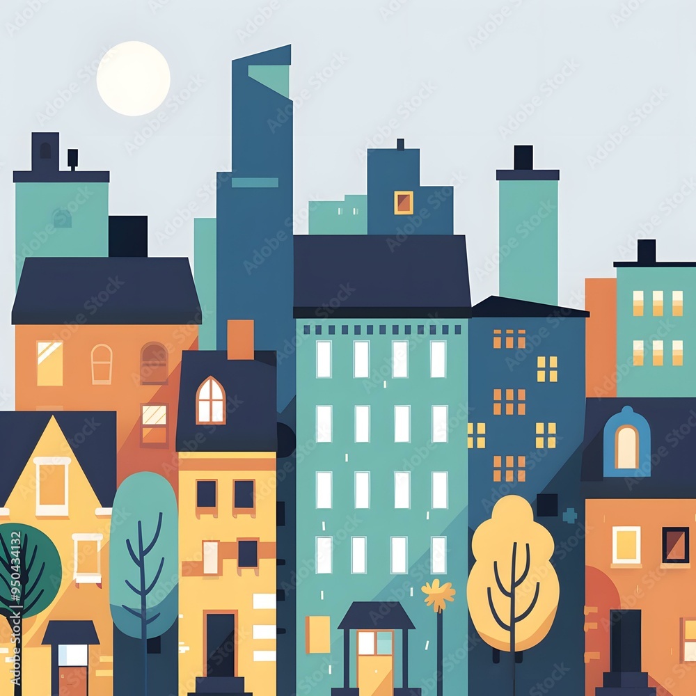 Colorful Flat Design Cityscape Illustration Colorful Flat Design Cityscape Illustration