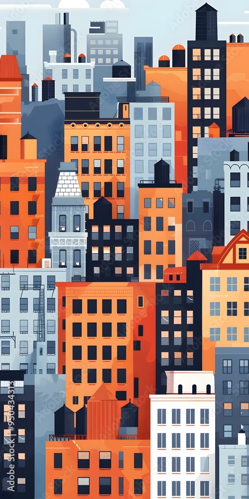 Colorful Illustration of Cityscape Buildings Colorful Illustration of Cityscape Buildings