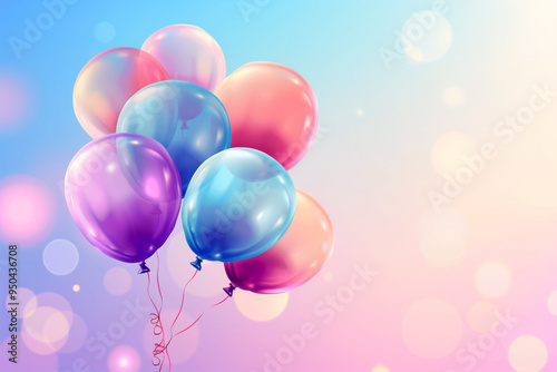 set of colorful realistic helium balloons floating