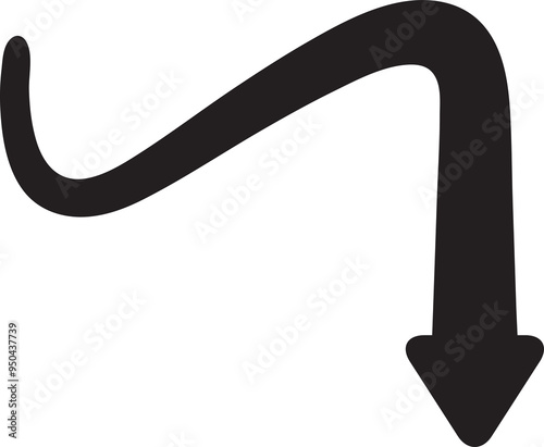 Down Way Doodle Arrow Symbol