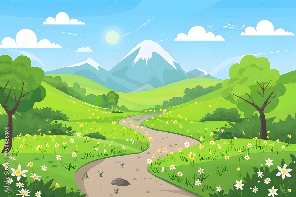 Spring Mountain Landscape Illustration Spring Mountain Landscape Illustration