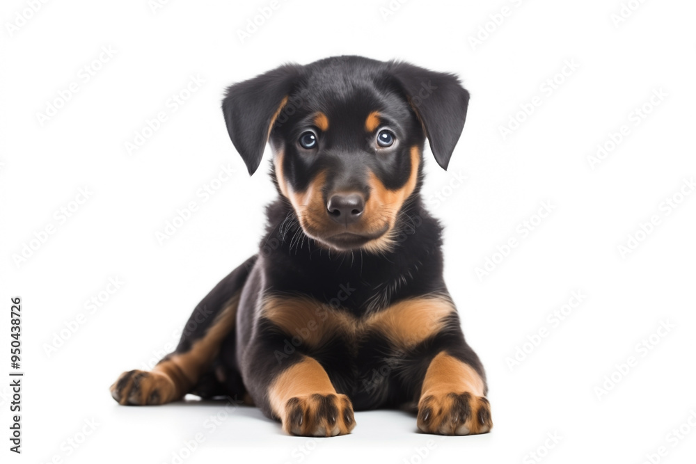puppy dog Beauceron, isolated on white background puppy dog Beauceron, isolated on white background