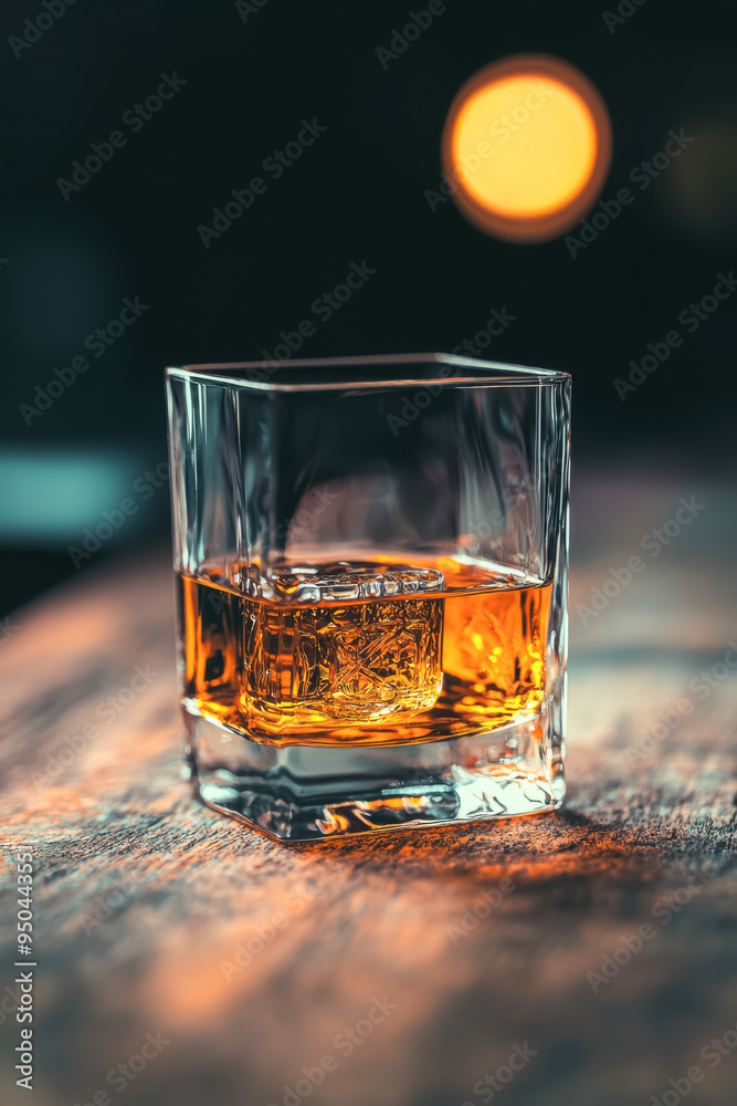 Glass of Whiskey on a Textured Table. A close-up photo of a glass filled with amber-colored whiskey, set on a textured wooden surface under ambient lighting.
Glass of Whiskey on a Textured Table. A close-up photo of a glass filled with amber-colored whiskey, set on a textured wooden surface under ambient lighting.