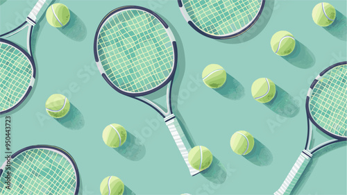 Classic tennis racket and ball pattern background