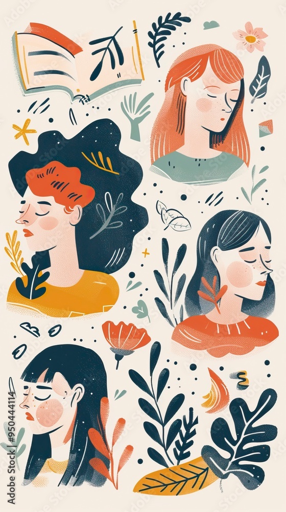 Mental health illustration set Mental health illustration set