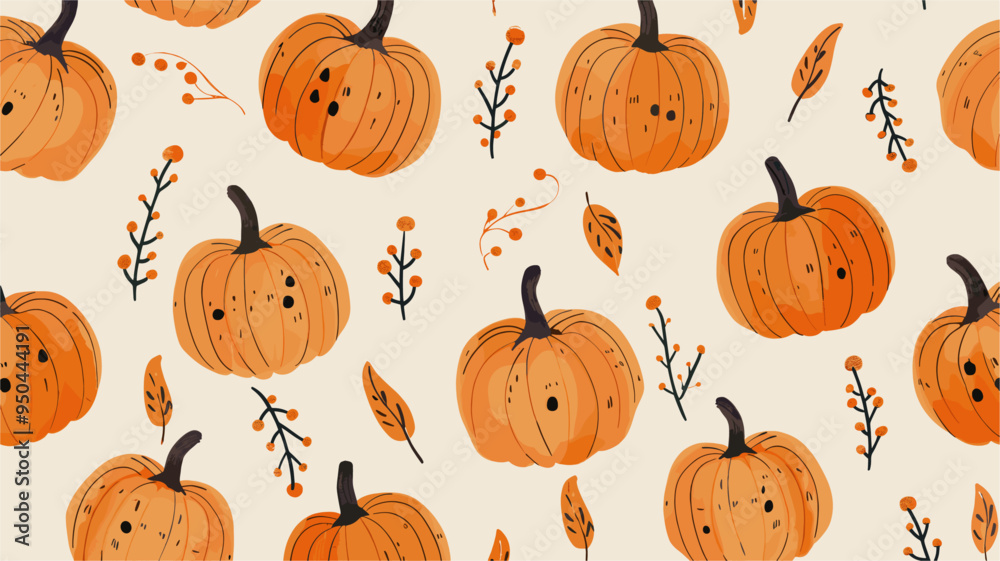 Fototapeta premium Festive pumpkin patterned background for Thanks giving