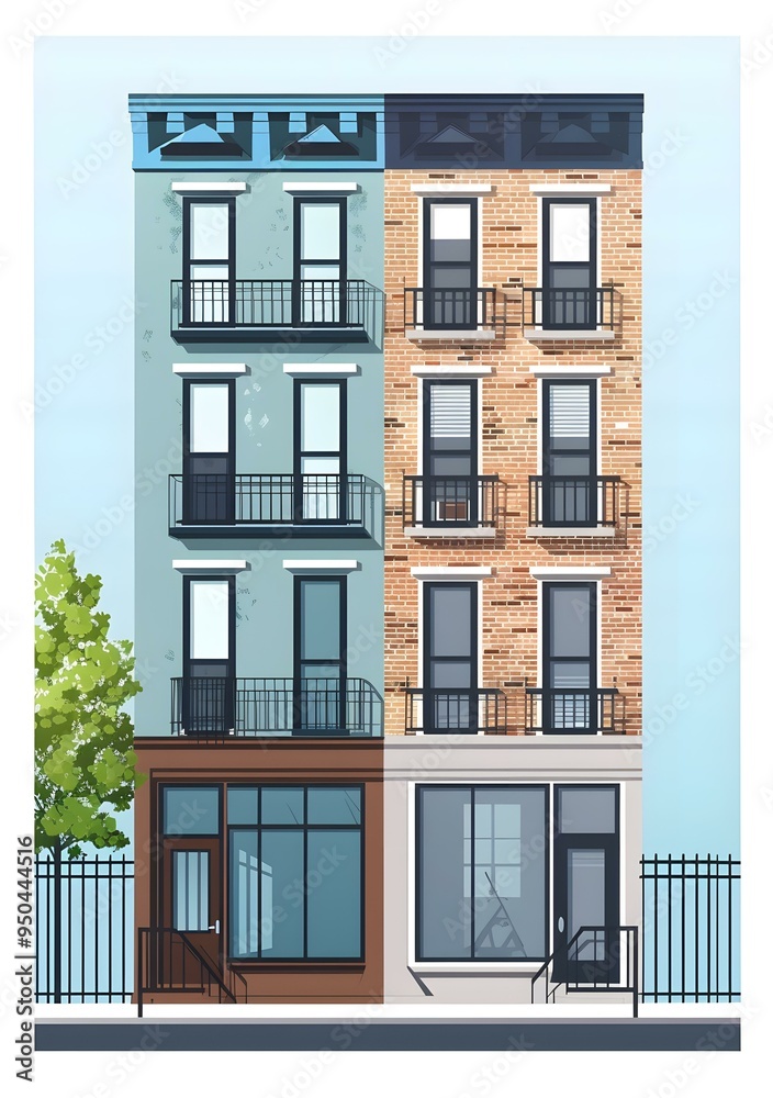Obraz premium Modern City Building Architecture Design Illustration