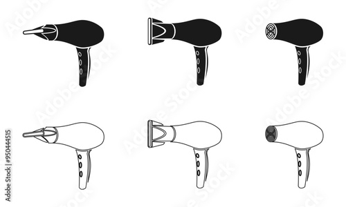 hair dryer icon set vector illustration isolated on white background.