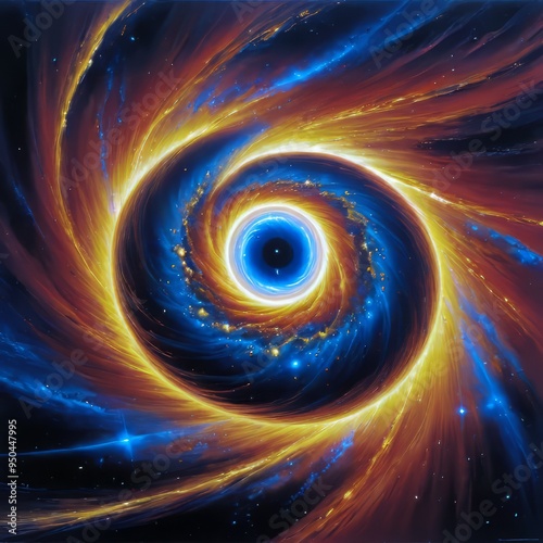 illustration of a colorful black hole event horizon