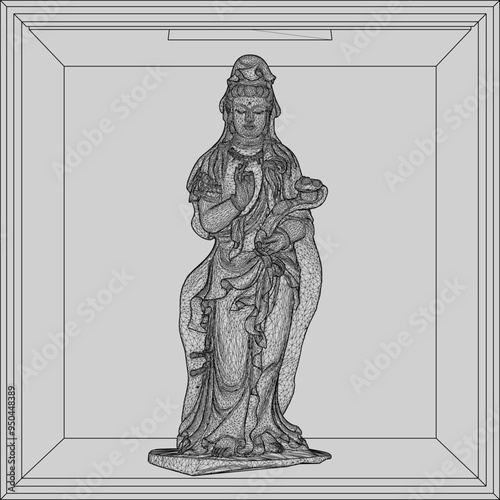 Vector sketch illustration of decorative design of goddess statue bringing grace