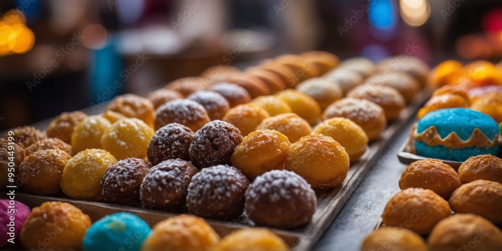 Assorted traditional Moroccan sweets and pastries display. Assorted traditional Moroccan sweets and pastries display.