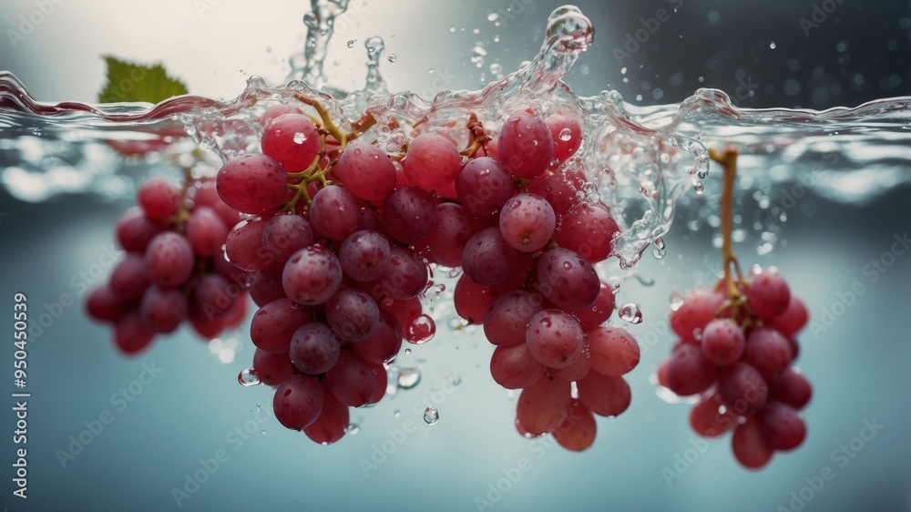 Red Grapes Splashing in Water using a Blurred Background. Red Grapes Splashing in Water using a Blurred Background.