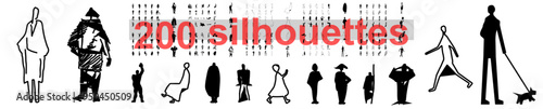 silhouette architecture people collection vector drawing isolated photo