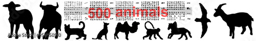animal collection vector set silhouette isolated shape
