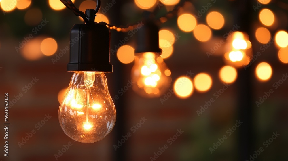Cozy Ambiance: Close-up of Bistro Lights or Lanterns on Simple Background Cozy Ambiance: Close-up of Bistro Lights or Lanterns on Simple Background