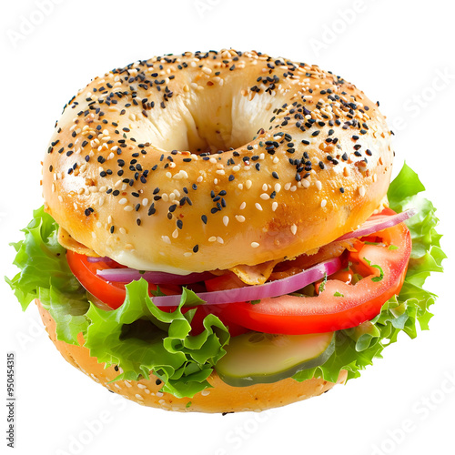 Deliciously Filled Sesame Bagel Sandwich