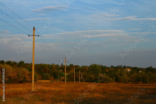 Power lines in a field