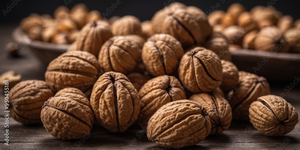 Fresh walnuts in a shell close-up The background is made of nuts. Fresh walnuts in a shell close-up The background is made of nuts.