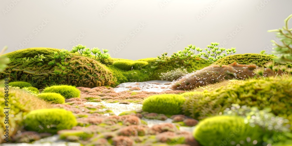 Green Mossy Landscape With Small Creek Green Mossy Landscape With Small Creek