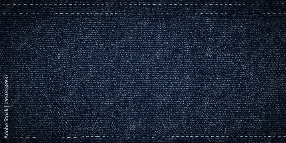 Dark blue fabric with white stitching. Dark blue fabric with white stitching.