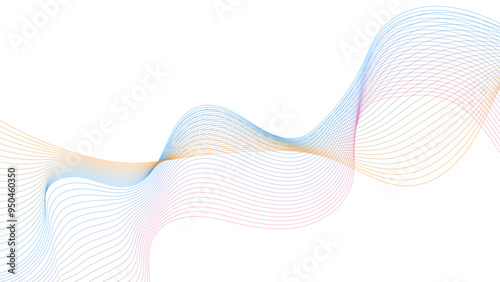 Futuristic colorful blend wave lines on transparent background. Technology abstract lines on white background. Undulate Grey Wave Swirl, frequency sound wave, twisted curve lines with blend effect.	