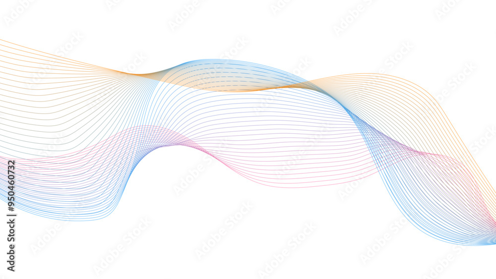 Fototapeta premium Futuristic colorful blend wave lines on transparent background. Technology abstract lines on white background. Undulate Grey Wave Swirl, frequency sound wave, twisted curve lines with blend effect. 