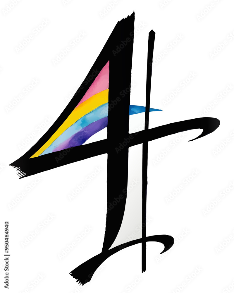 Fototapeta premium number four multicolor ornament