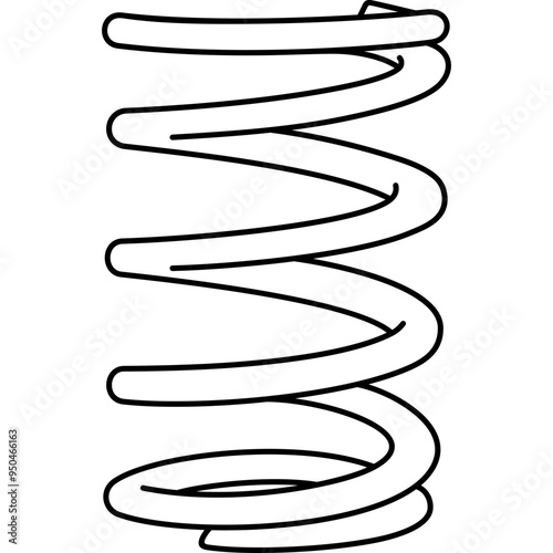 Steel compression coil spring, isolated on a white background. High-tensile coil spring, ideal for vibration reduction, load management, and mechanical support in industrial, and engineering. 