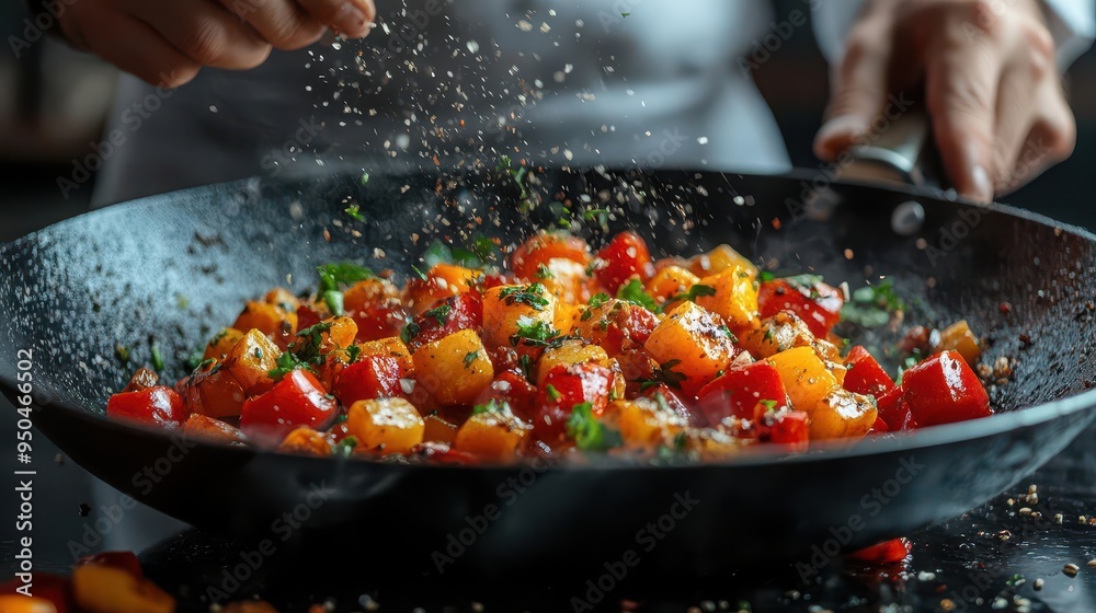 chef tossing colorful vegetables in wok kitchen action shot vibrant ingredients culinary art chef tossing colorful vegetables in wok kitchen action shot vibrant ingredients culinary art
