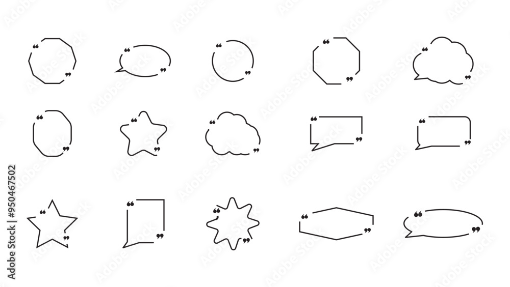 Fototapeta premium Quote box frame, big set. Quote text in speech bubble. Quote box icon.