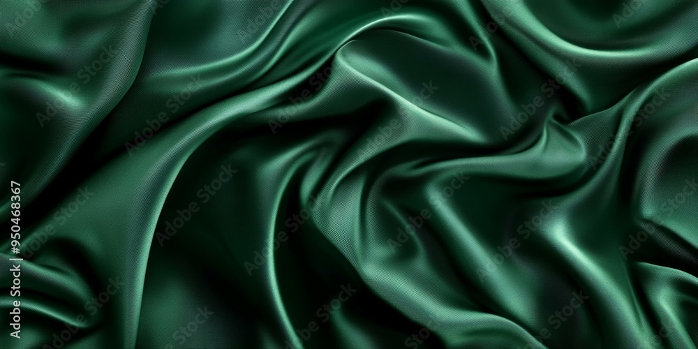 Deep green, silky fabric, draped and wavy. Deep green, silky fabric, draped and wavy.