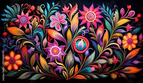 an abstract image of colorful flower designs photo