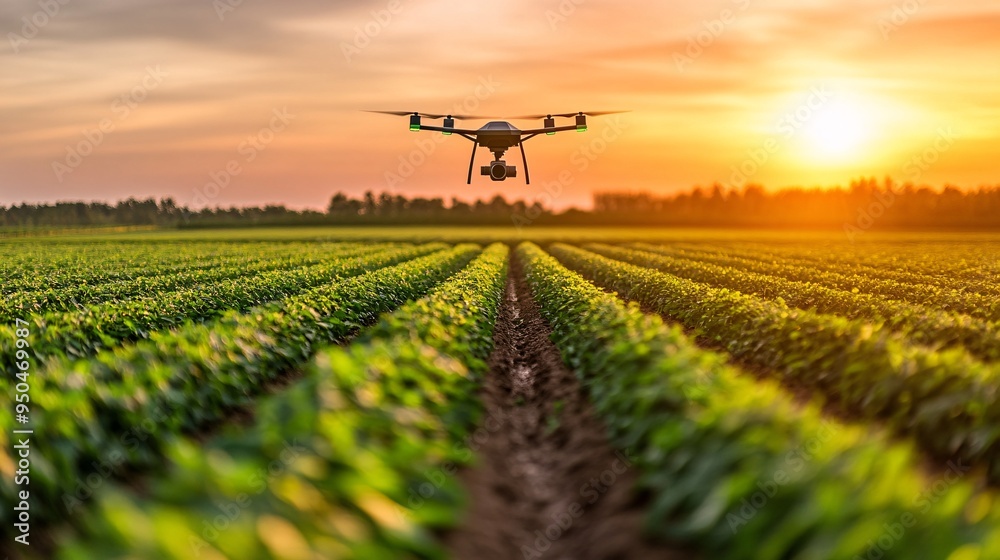A close-up of a climate-smart drone capturing high-resolution images of a crop field for analysis. The drone is sleek and equipped with multiple sensors, providing real-time data on crop health. A close-up of a climate-smart drone capturing high-resolution images of a crop field for analysis. The drone is sleek and equipped with multiple sensors, providing real-time data on crop health.