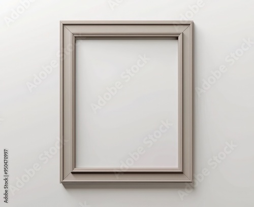 Minimalist taupe frame in soft pastels, realistically rendered in 3D on white.