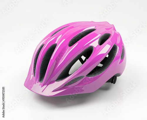 Magenta bicycle helmet in a soft pastel 3D depiction, minimalist style. photo