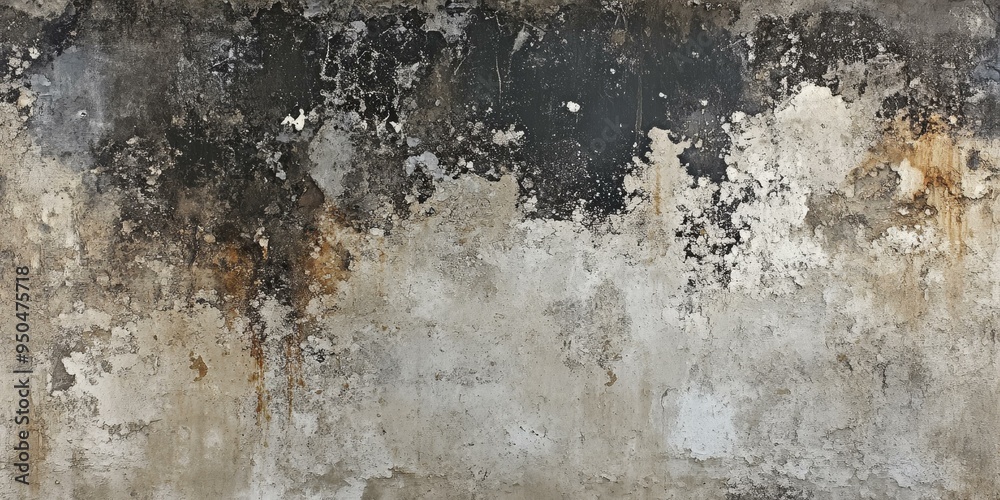 Fototapeta premium Weathered, aged, concrete wall, peeling paint.