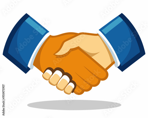 Handshake vector icon illustration, shaking hand color graphics on white background