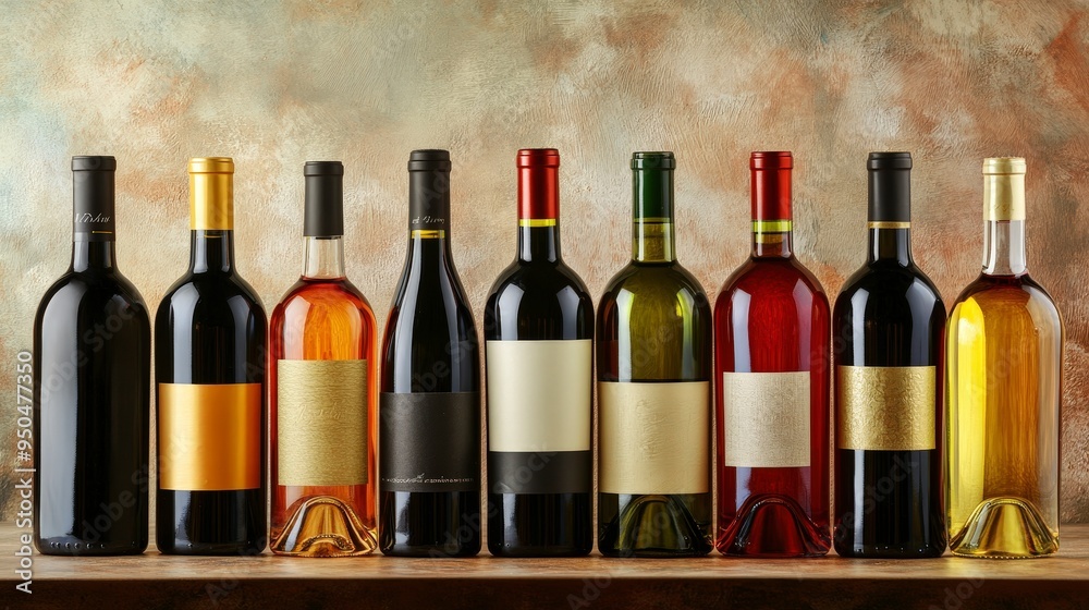 Selection of Italian Wine Bottles Including Chianti and Prosecco on Plain Background Selection of Italian Wine Bottles Including Chianti and Prosecco on Plain Background