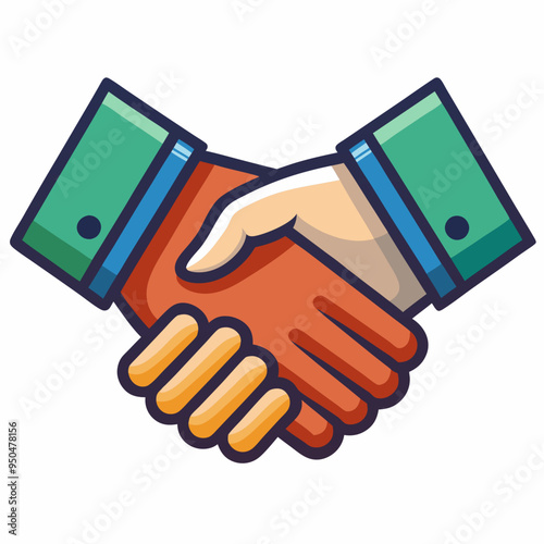 Handshake vector icon illustration, shaking hand color graphics on white background