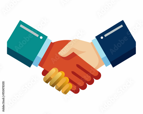 Handshake vector icon illustration, shaking hand color graphics on white background